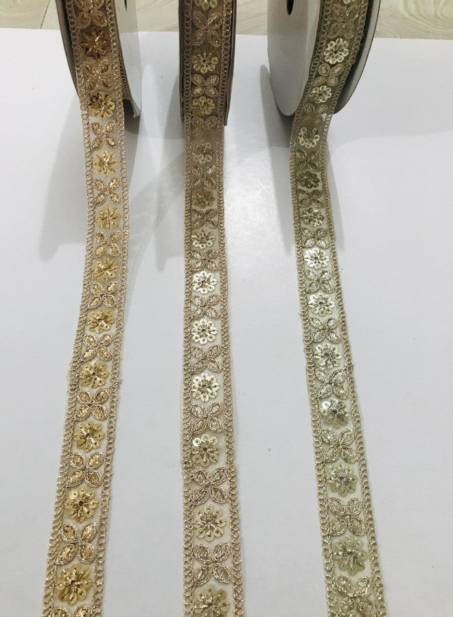 PREMDAS LACES LACE Border with Sequins and Zari Dori Embroidery Work for Saree, Kurti, Dress, Bandhani, Lehenga, Decorative Ribbon (PAL MAT) - Image 4